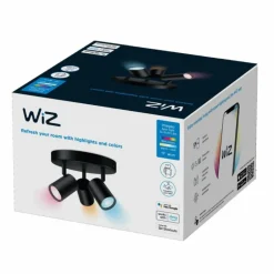 Plafonnier Philips WiZ IMAGEO LED Noir, 3 lumières, Changeur de couleurs