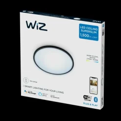 Plafonnier Philips WiZ Super Slim LED Noir, 1 lumière