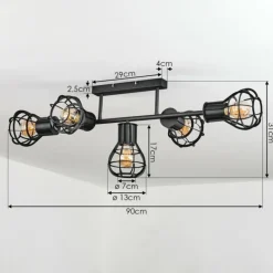 Plafonnier Pila Noir, 5 lumières
