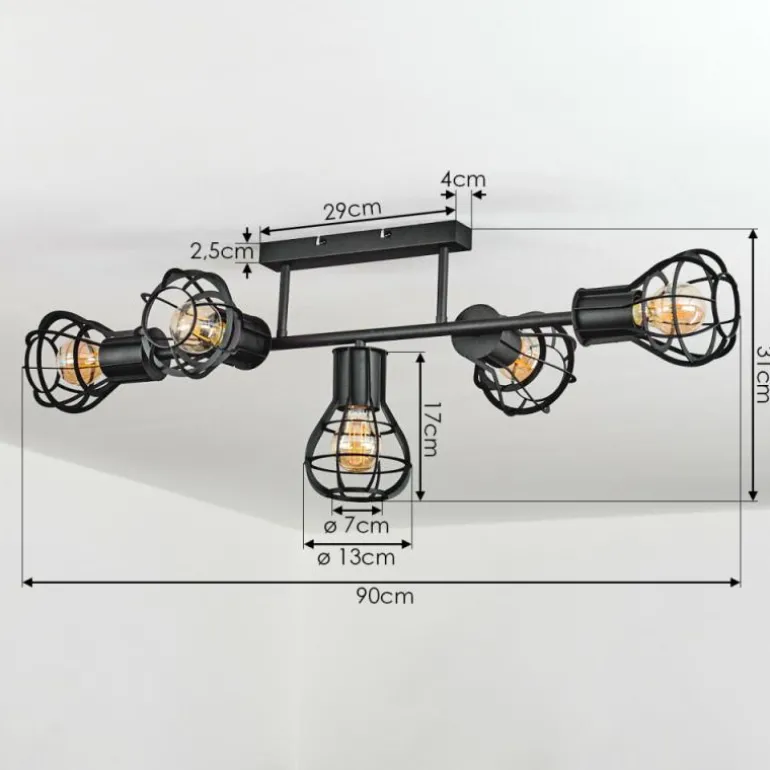 Plafonnier Pila Noir, 5 lumières