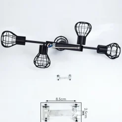 Plafonnier Pila Noir, 5 lumières