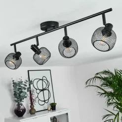 Plafonnier Pipisu Noir, 4 lumières