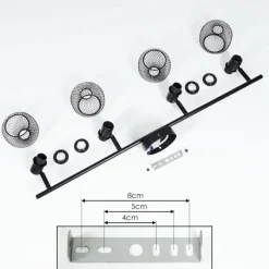 Plafonnier Pipisu Noir, 4 lumières