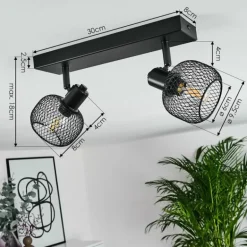 Plafonnier Pipisu Noir, 2 lumières