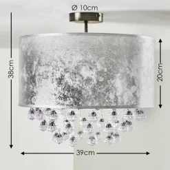 Plafonnier Pirinoa Argenté, 1 lumière