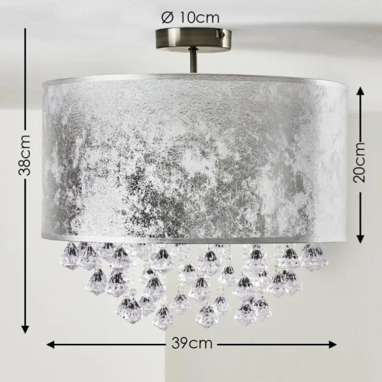 Plafonnier Pirinoa Argenté, 1 lumière