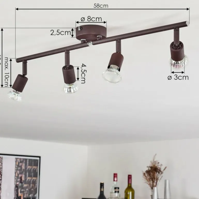 Plafonnier Planes LED Rouille, 4 lumières