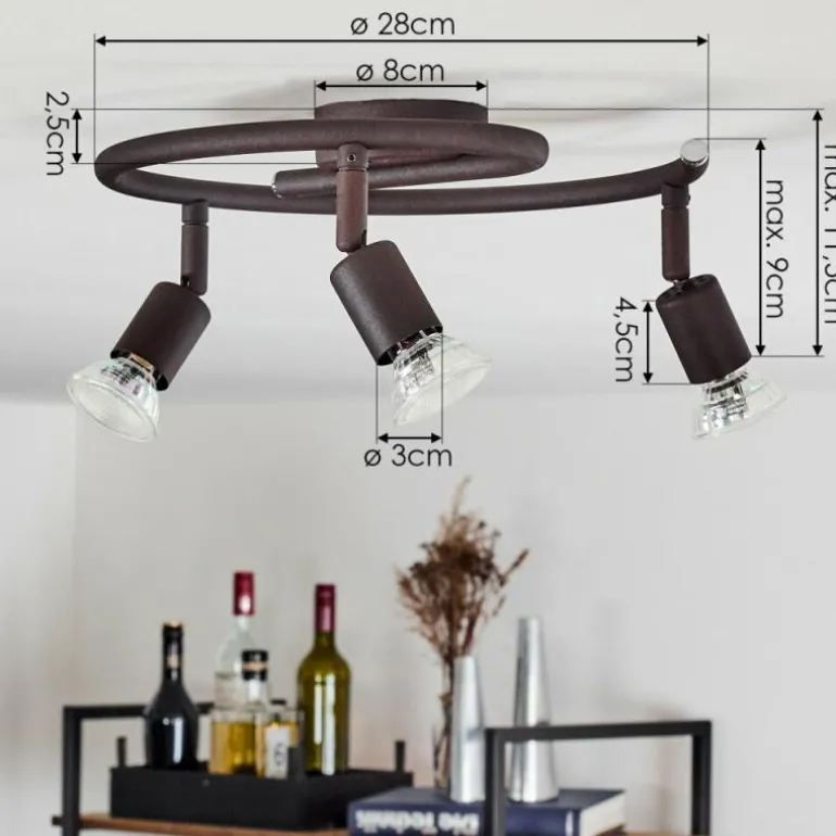 Plafonnier Planes LED Rouille, 3 lumières