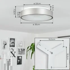 Plafonnier Playas LED Argenté, Blanc, 1 lumière