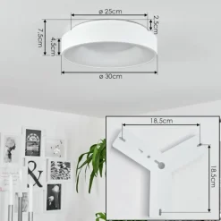 Plafonnier Playas LED Blanc, 1 lumière