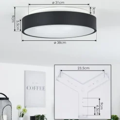 Plafonnier Playas LED Noir, Blanc, 1 lumière