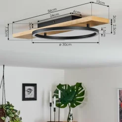 Plafonnier Pompu LED Bois clair, Noir, 1 lumière