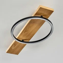 Plafonnier Pompu LED Bois clair, Noir, 1 lumière