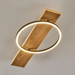 Plafonnier Pompu LED Bois clair, Noir, 1 lumière