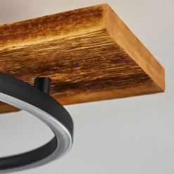 Plafonnier Pompu LED Bois foncé, Noir, 1 lumière