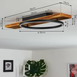 Plafonnier Pompu LED Bois foncé, Noir, 1 lumière