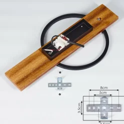 Plafonnier Pompu LED Bois foncé, Noir, 1 lumière