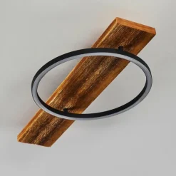 Plafonnier Pompu LED Bois foncé, Noir, 1 lumière