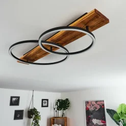 Plafonnier Pompu LED Bois foncé, Noir, 2 lumières