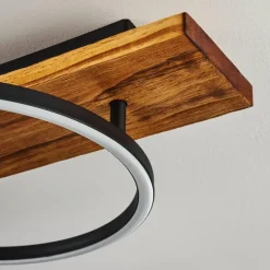 Plafonnier Pompu LED Bois foncé, Noir, 2 lumières