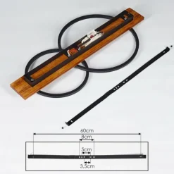 Plafonnier Pompu LED Bois foncé, Noir, 2 lumières