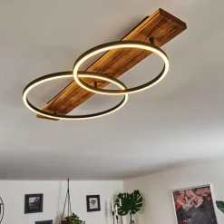 Plafonnier Pompu LED Bois foncé, Noir, 2 lumières