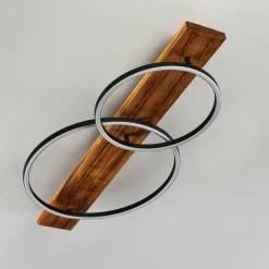 Plafonnier Pompu LED Bois foncé, Noir, 2 lumières