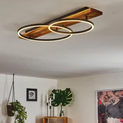Plafonnier Pompu LED Bois foncé, Noir, 2 lumières