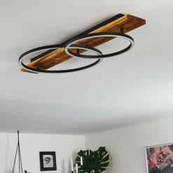 Plafonnier Pompu LED Bois foncé, Noir, 2 lumières