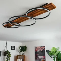Plafonnier Pompu LED Bois foncé, Noir, 3 lumières