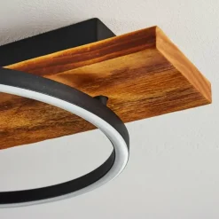 Plafonnier Pompu LED Bois foncé, Noir, 3 lumières