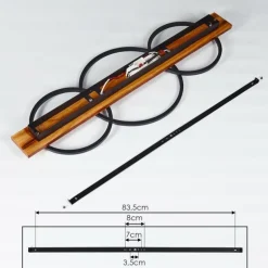 Plafonnier Pompu LED Bois foncé, Noir, 3 lumières