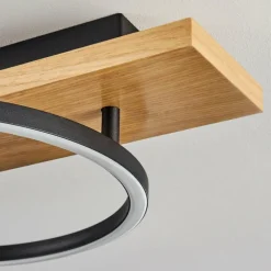 Plafonnier Pompu LED Bois clair, Noir, 2 lumières
