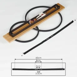 Plafonnier Pompu LED Bois clair, Noir, 2 lumières