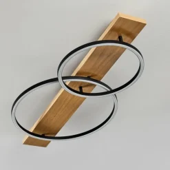 Plafonnier Pompu LED Bois clair, Noir, 2 lumières