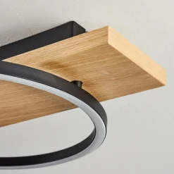 Plafonnier Pompu LED Bois clair, Noir, 3 lumières