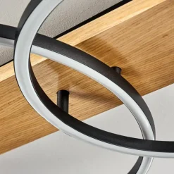 Plafonnier Pompu LED Bois clair, Noir, 3 lumières