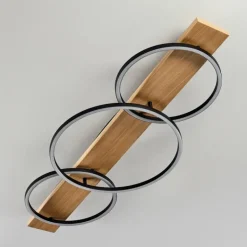 Plafonnier Pompu LED Bois clair, Noir, 3 lumières