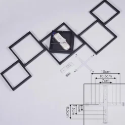 Plafonnier Pourao LED Noir, Blanc, 1 lumière, Télécommandes