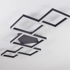 Plafonnier Pourao LED Noir, Blanc, 1 lumière, Télécommandes