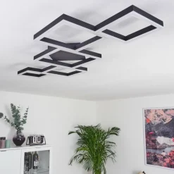 Plafonnier Pourao LED Noir, Blanc, 1 lumière, Télécommandes