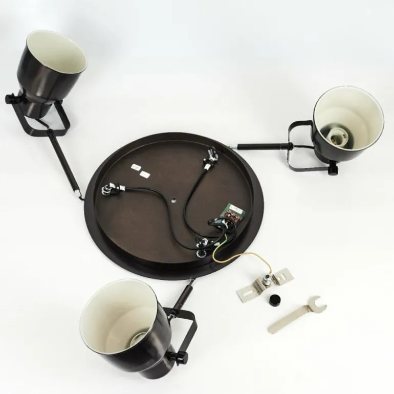 Plafonnier Presa Bronze, Crème, 3 lumières