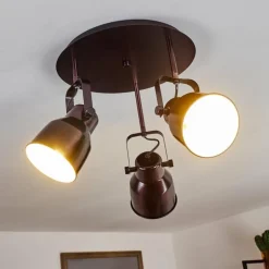 Plafonnier Presa Bronze, Crème, 3 lumières