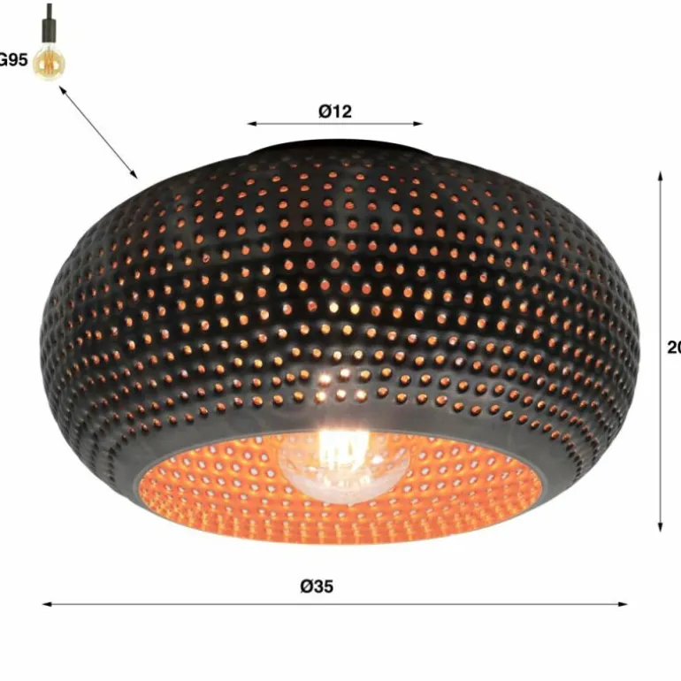 Plafonnier Punch Bronze, Noir, 1 lumière