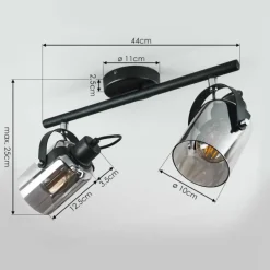 Plafonnier Quieri Noir, 2 lumières