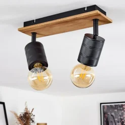 Plafonnier Raccuia Bois foncé, Noir, 2 lumières