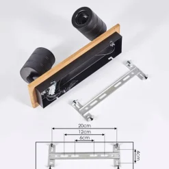 Plafonnier Raccuia Bois foncé, Noir, 2 lumières