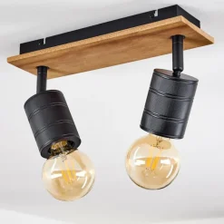 Plafonnier Raccuia Bois foncé, Noir, 2 lumières