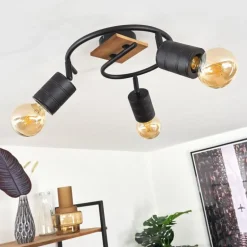 Plafonnier Raccuia Bois foncé, Noir, 3 lumières