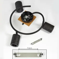 Plafonnier Raccuia Bois foncé, Noir, 3 lumières